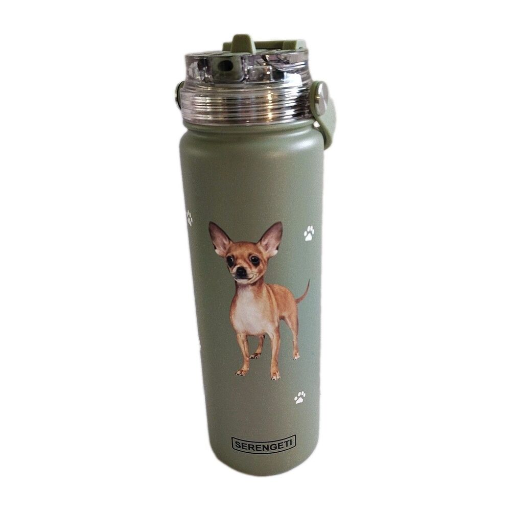 Serengeti Ultimate Chihuahua Water Bottle 24 Oz Stainless Steel Green Dog NWOB